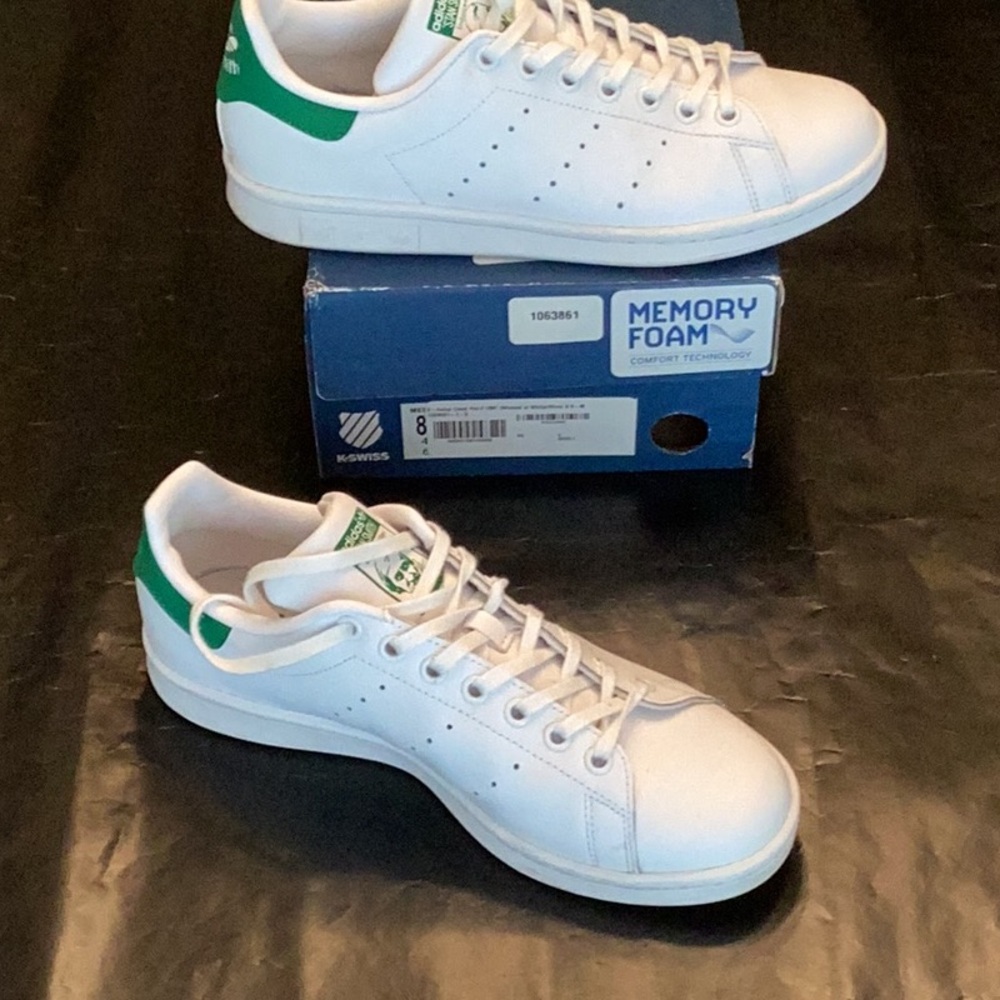 Adidas White and Green Sneakers Classic Style